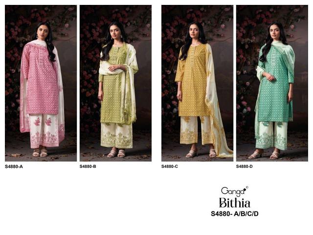 Ganga bithia 4880 unstitched dress materials wholesalers in mumbai